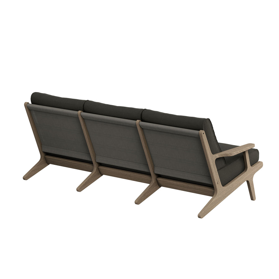 Lark Outdoor Patio Teak Sofa in Weathered Gray Flint