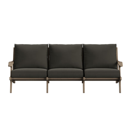 Saratoga Outdoor Patio Teak Sofa in Weathered Gray Flint