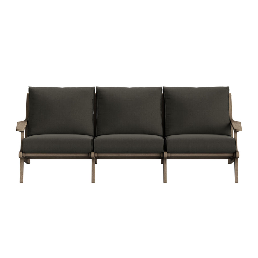 Lark Outdoor Patio Teak Sofa in Weathered Gray Flint