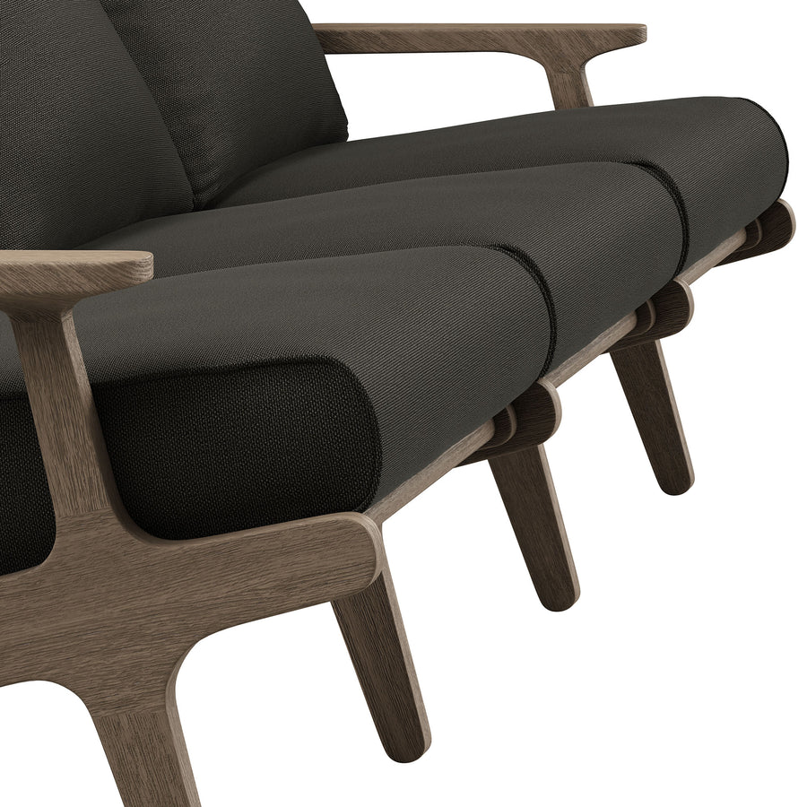 Lark Outdoor Patio Teak Sofa in Weathered Gray Flint