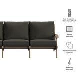 Lark Outdoor Patio Teak Sofa in Weathered Gray Flint