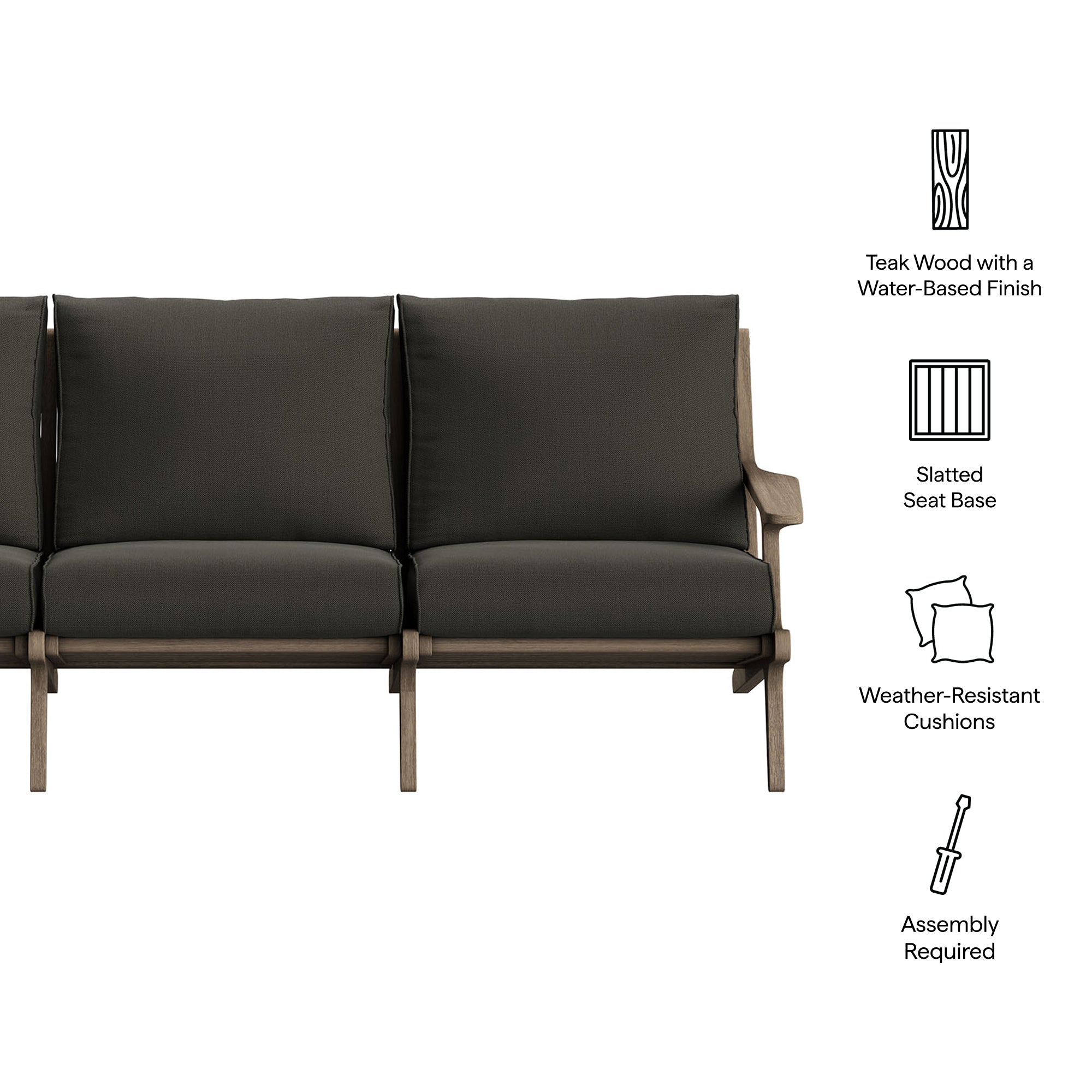Saratoga Outdoor Patio Teak Sofa by Furniture for America