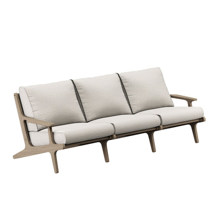 Saratoga Outdoor Patio Teak Sofa in Weathered Gray Pebble