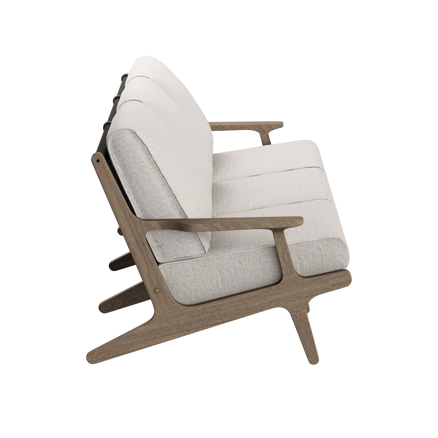 Lark 4-Piece Outdoor Patio Teak Wood Furniture Set in Weathered Gray Pebble