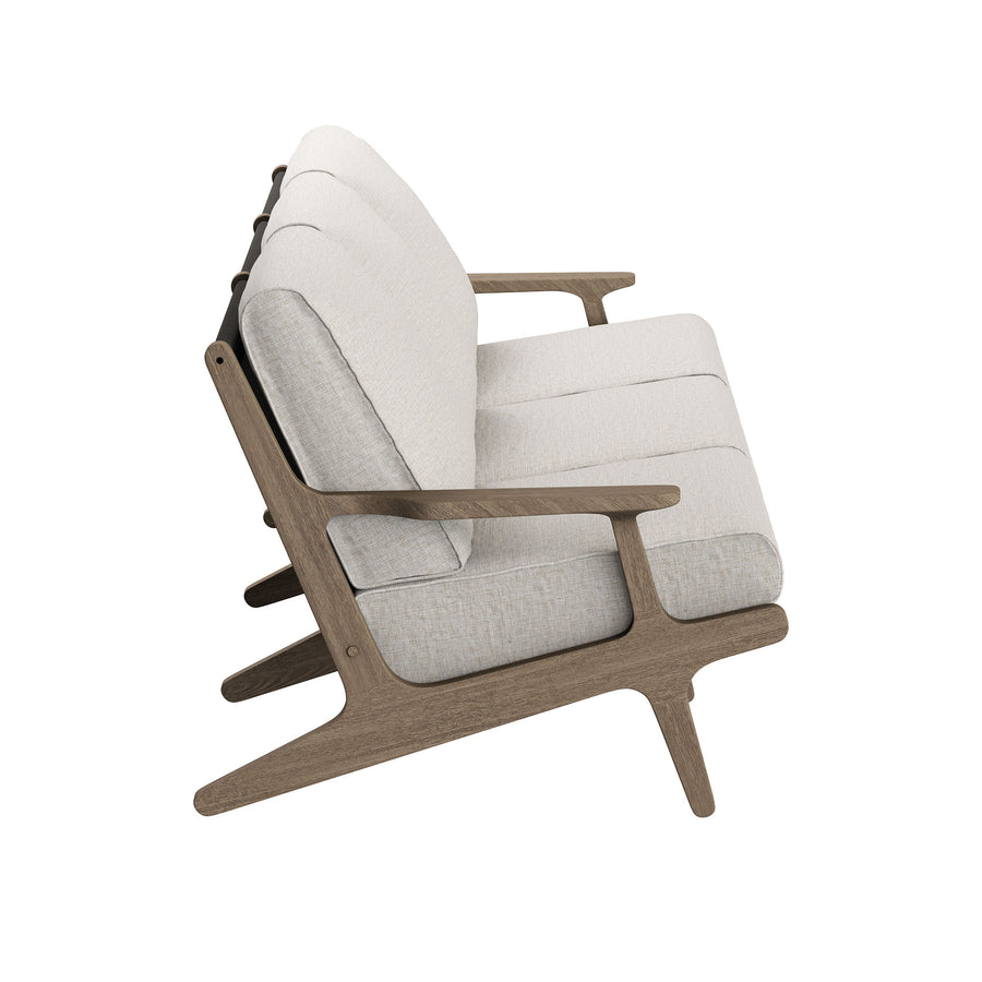 Lark 4-Piece Outdoor Patio Teak Wood Furniture Set in Weathered Gray Pebble