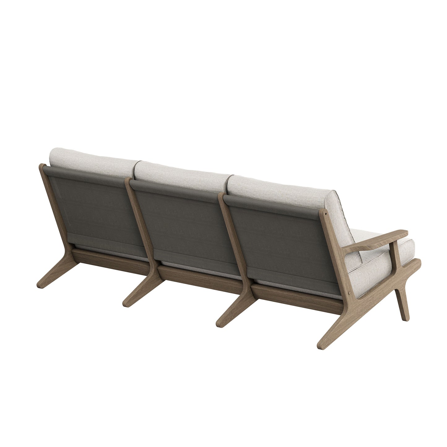 Lark 4-Piece Outdoor Patio Teak Wood Furniture Set in Weathered Gray Pebble