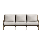 Lark Outdoor Patio Teak Sofa in Weathered Gray Pebble