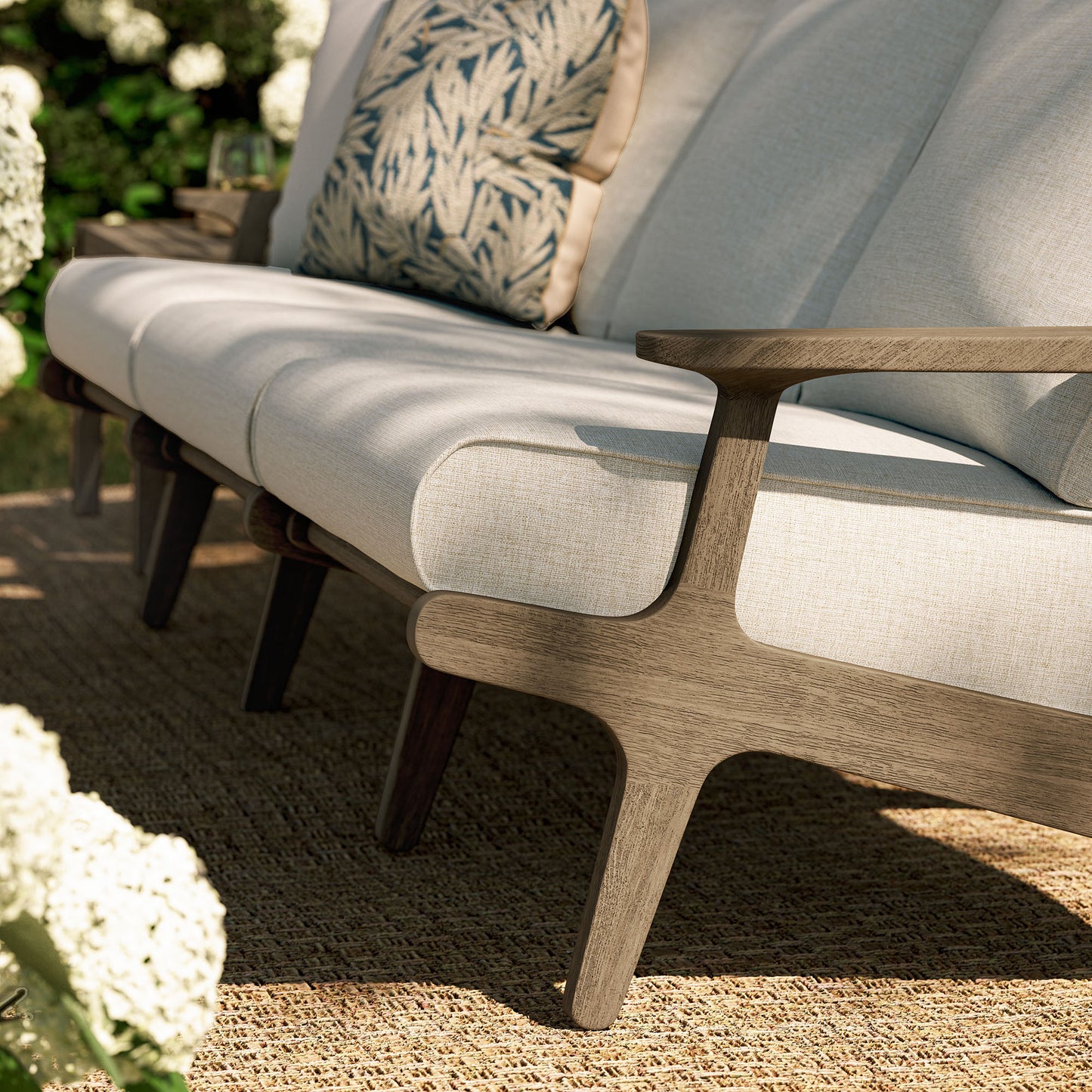 Saratoga Outdoor Patio Teak Sofa by Furniture for America