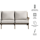 Lark Outdoor Patio Teak Sofa in Weathered Gray Pebble
