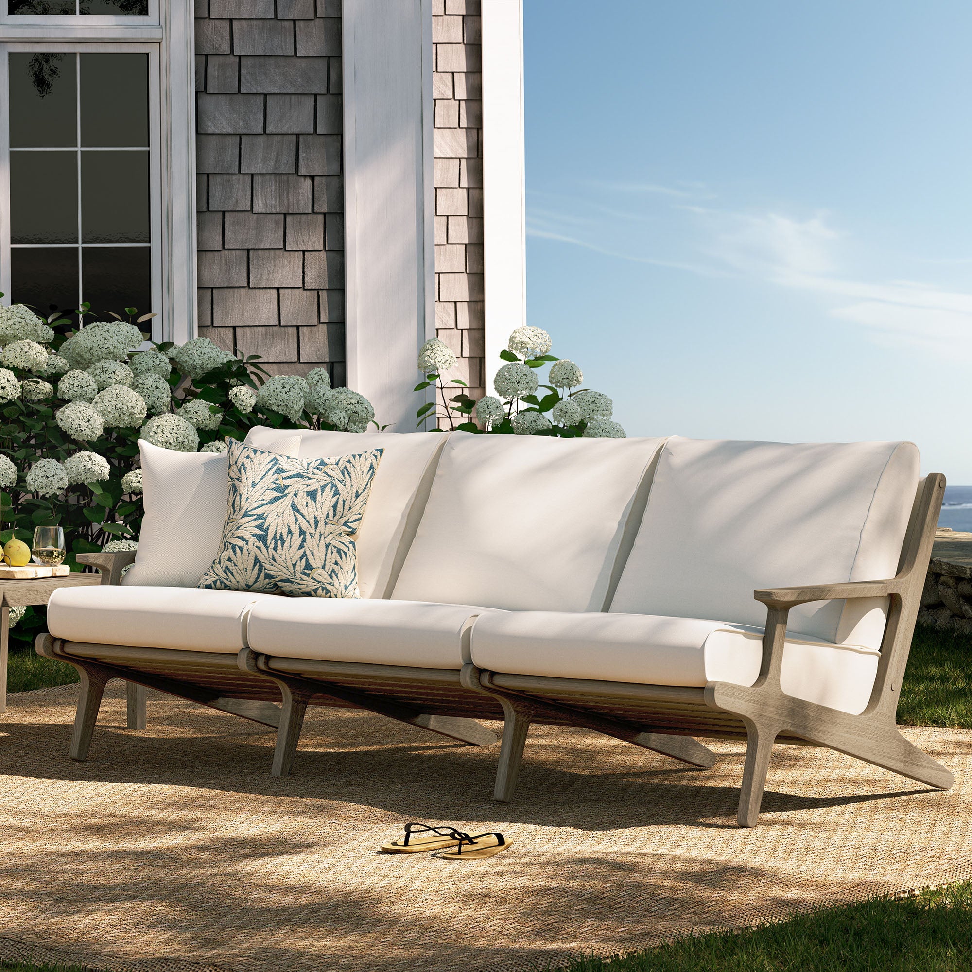 Saratoga Outdoor Patio Teak Sofa by Furniture for America