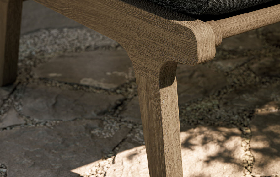 Lark Outdoor Patio Teak Ottoman in Weathered Gray Flint