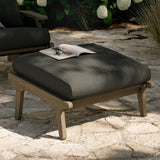 Lark Outdoor Patio Teak Ottoman in Weathered Gray Flint