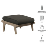Lark Outdoor Patio Teak Ottoman in Weathered Gray Flint