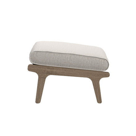 Saratoga Outdoor Patio Teak Wood Chair and Ottoman Set in Weathered Gray Pebble