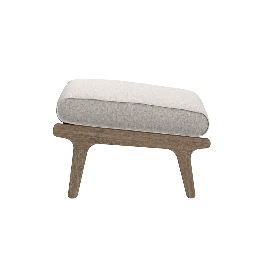 Lark Outdoor Patio Teak Wood Chair and Ottoman Set in Weathered Gray Pebble