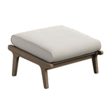 Lark Outdoor Patio Teak Ottoman in Weathered Gray Pebble
