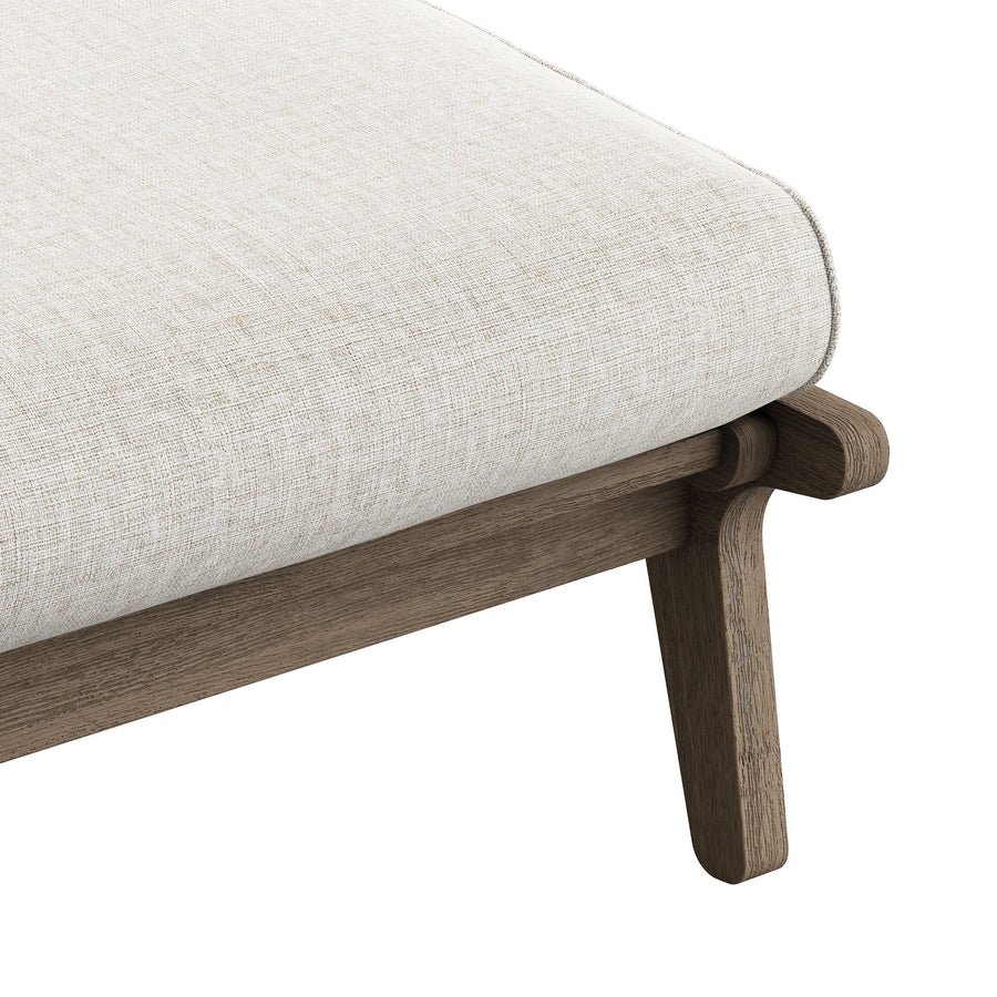 Lark Outdoor Patio Teak Ottoman in Weathered Gray Pebble