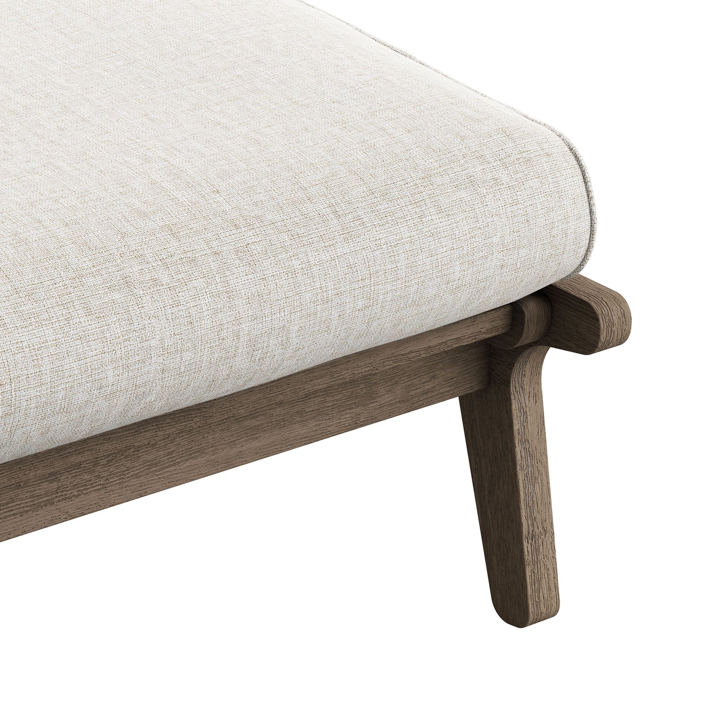 Lark Outdoor Patio Teak Wood Chair and Ottoman Set in Weathered Gray Pebble