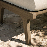 Lark Outdoor Patio Teak Ottoman in Weathered Gray Pebble