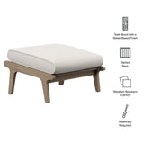 Lark Outdoor Patio Teak Ottoman in Weathered Gray Pebble