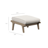 Lark Outdoor Patio Teak Ottoman in Weathered Gray Pebble