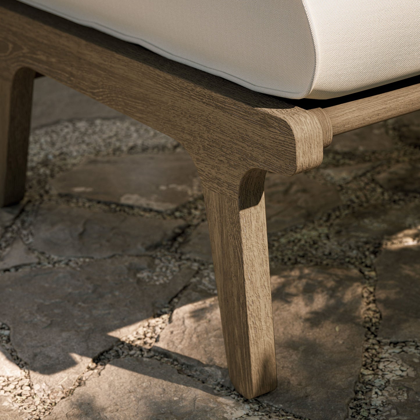 Saratoga Outdoor Patio Teak Ottoman by Furniture For America
