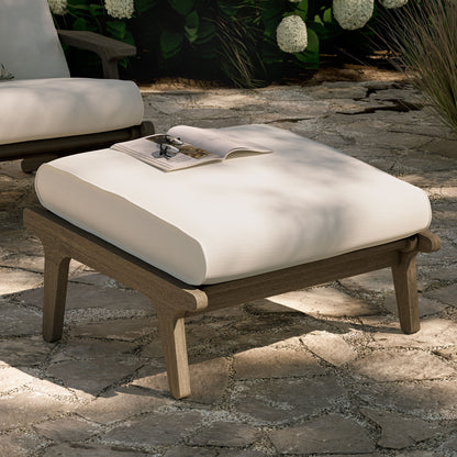 Saratoga Outdoor Patio Teak Ottoman by Furniture For America