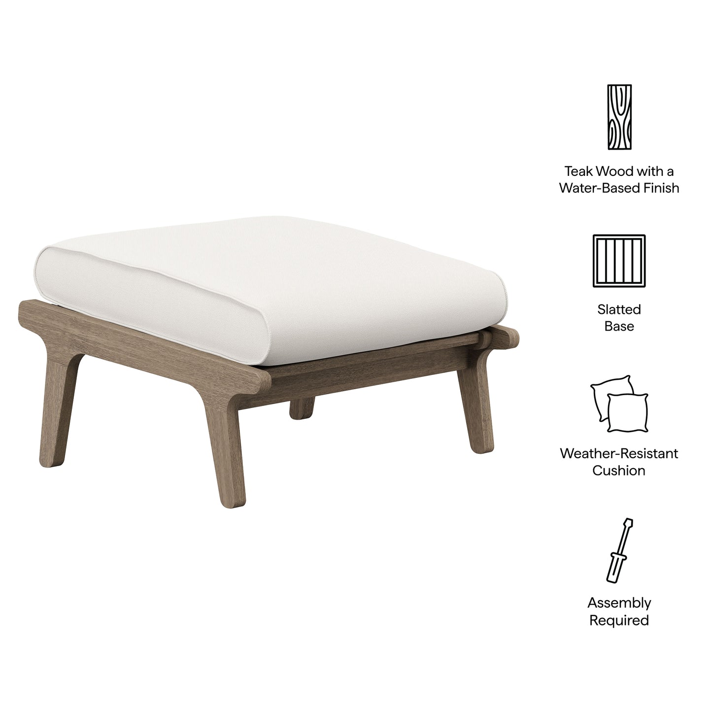 Saratoga Outdoor Patio Teak Ottoman by Furniture For America