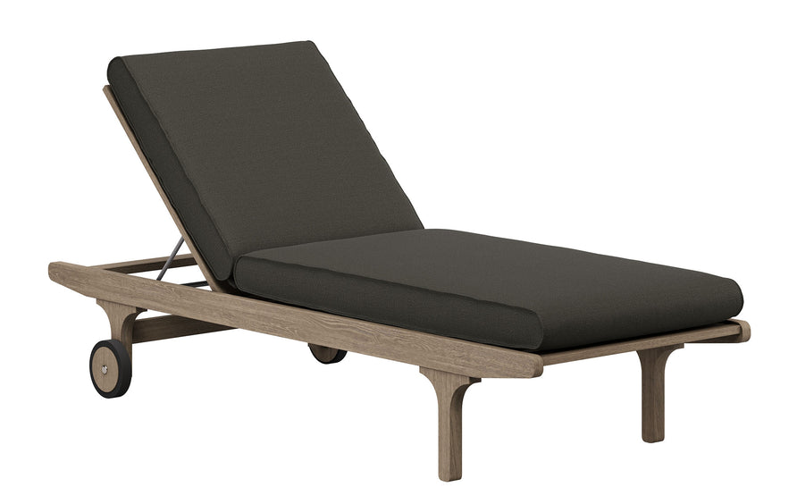 Lark Outdoor Patio Teak Chaise Lounge Chair in Weathered Gray Flint