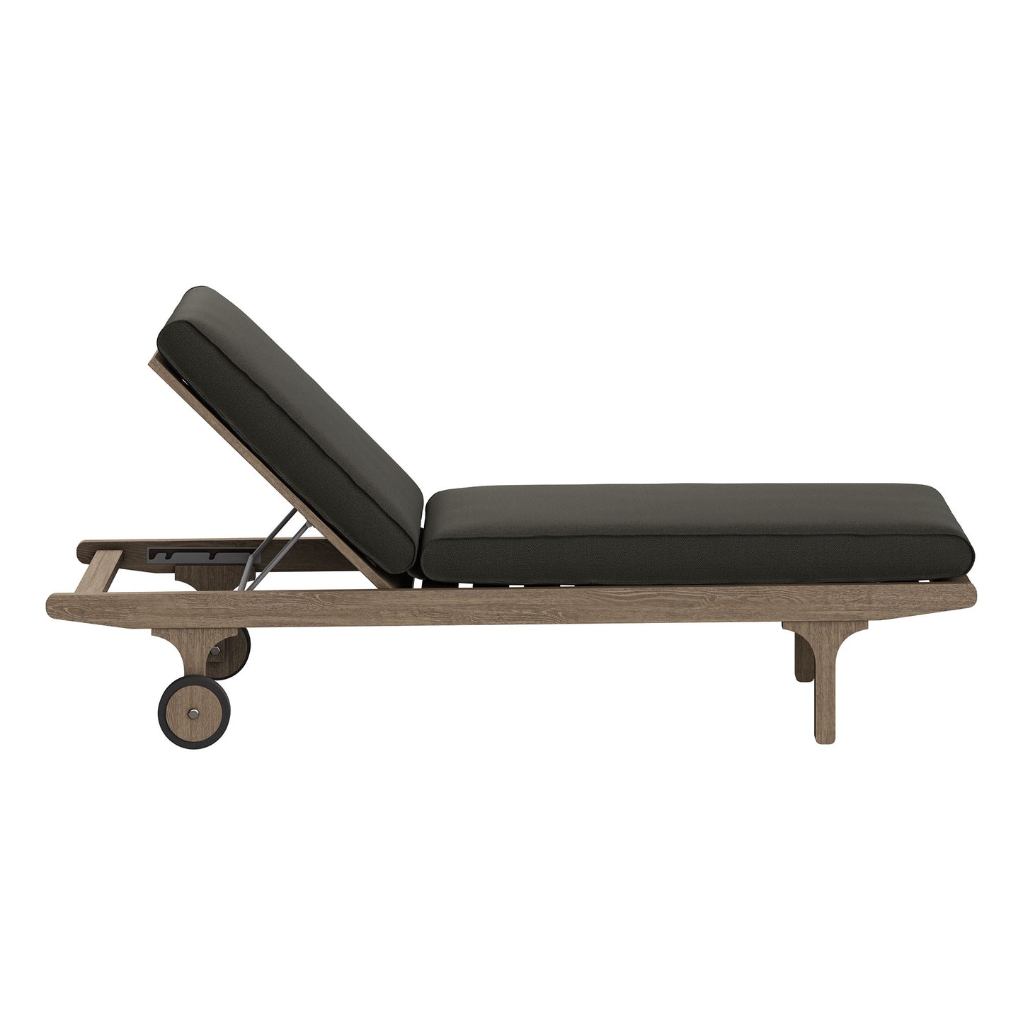 Lark Outdoor Patio Teak Chaise Lounge Chair in Weathered Gray Flint