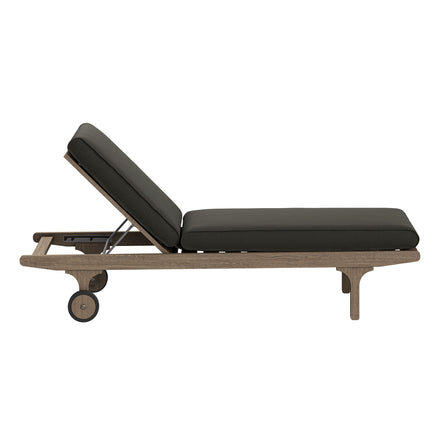 Saratoga Outdoor Patio Teak Wood 3-Piece Chaise Lounge Furniture Set in Weathered Gray Flint