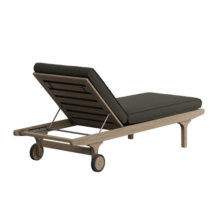 Saratoga Outdoor Patio Teak Wood 3-Piece Chaise Lounge Furniture Set in Weathered Gray Flint