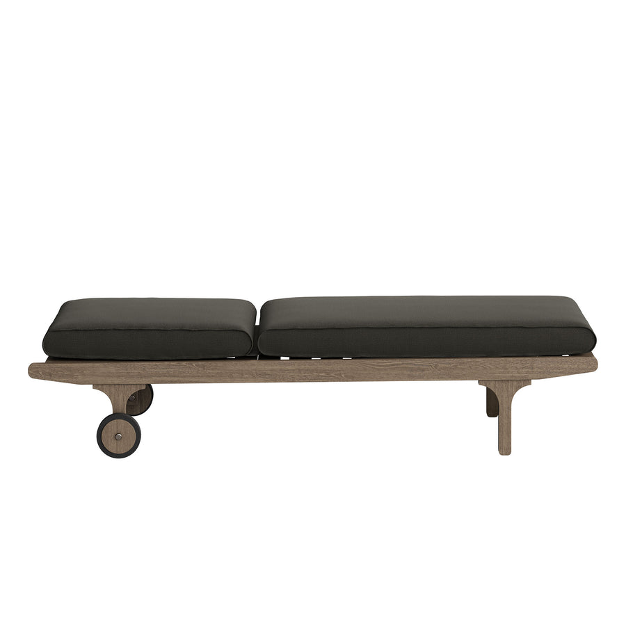 Lark Outdoor Patio Teak Chaise Lounge Chair in Weathered Gray Flint