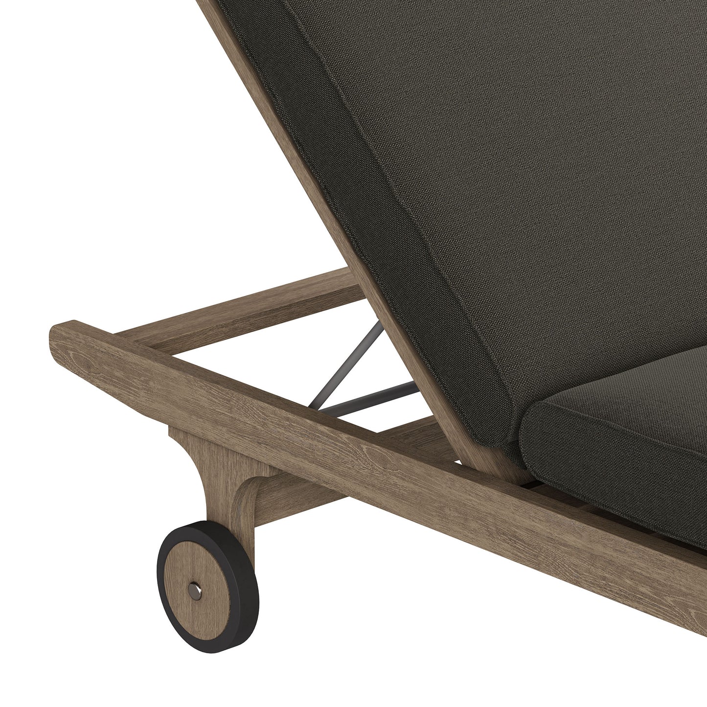Lark Outdoor Patio Teak Chaise Lounge Chair in Weathered Gray Flint