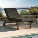 Lark Outdoor Patio Teak Chaise Lounge Chair in Weathered Gray Flint