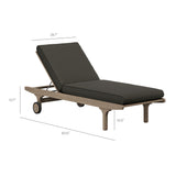 Lark Outdoor Patio Teak Chaise Lounge Chair in Weathered Gray Flint