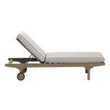Lark Outdoor Patio Teak Chaise Lounge Chair in Weathered Gray Pebble