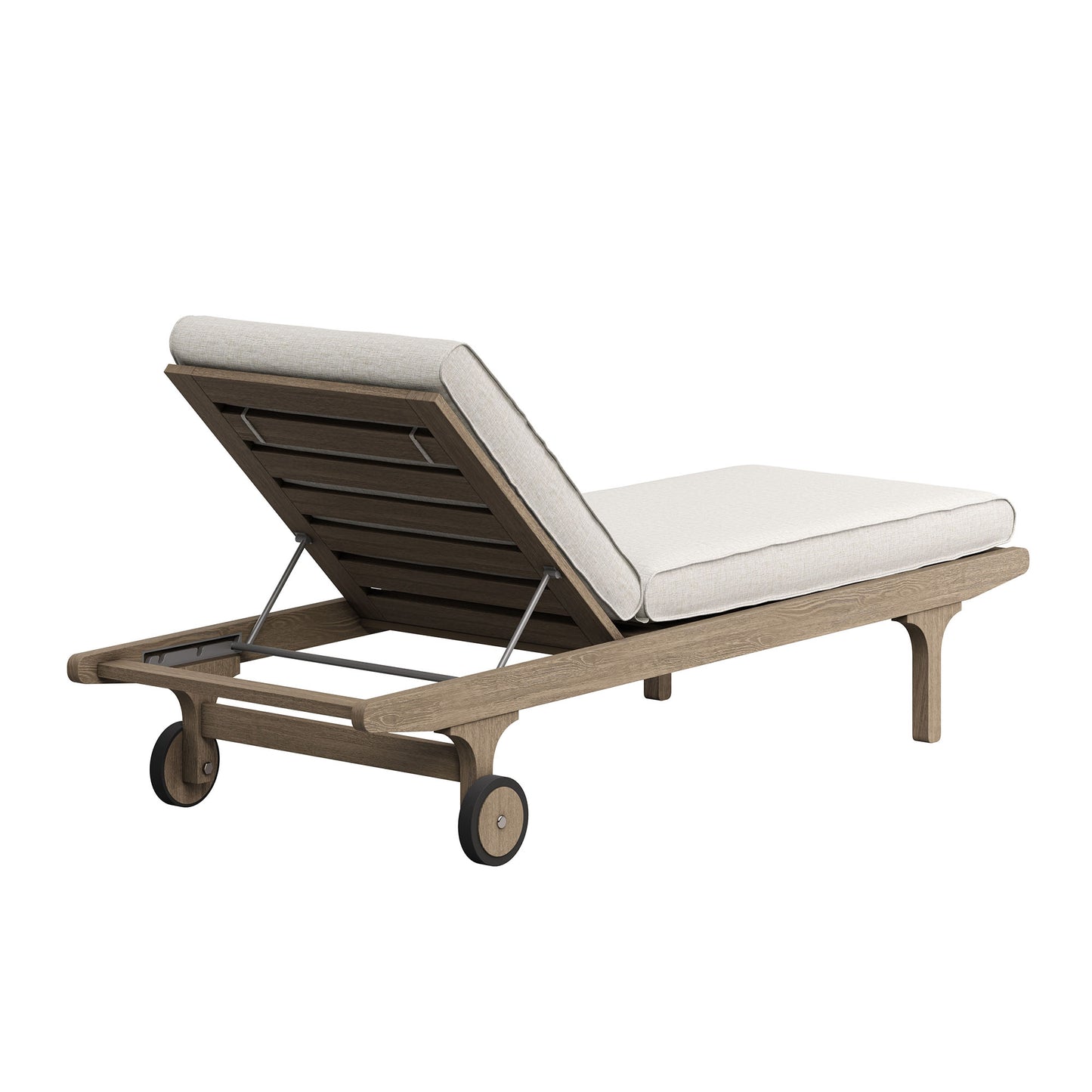Lark Outdoor Patio Teak Chaise Lounge Chair in Weathered Gray Pebble