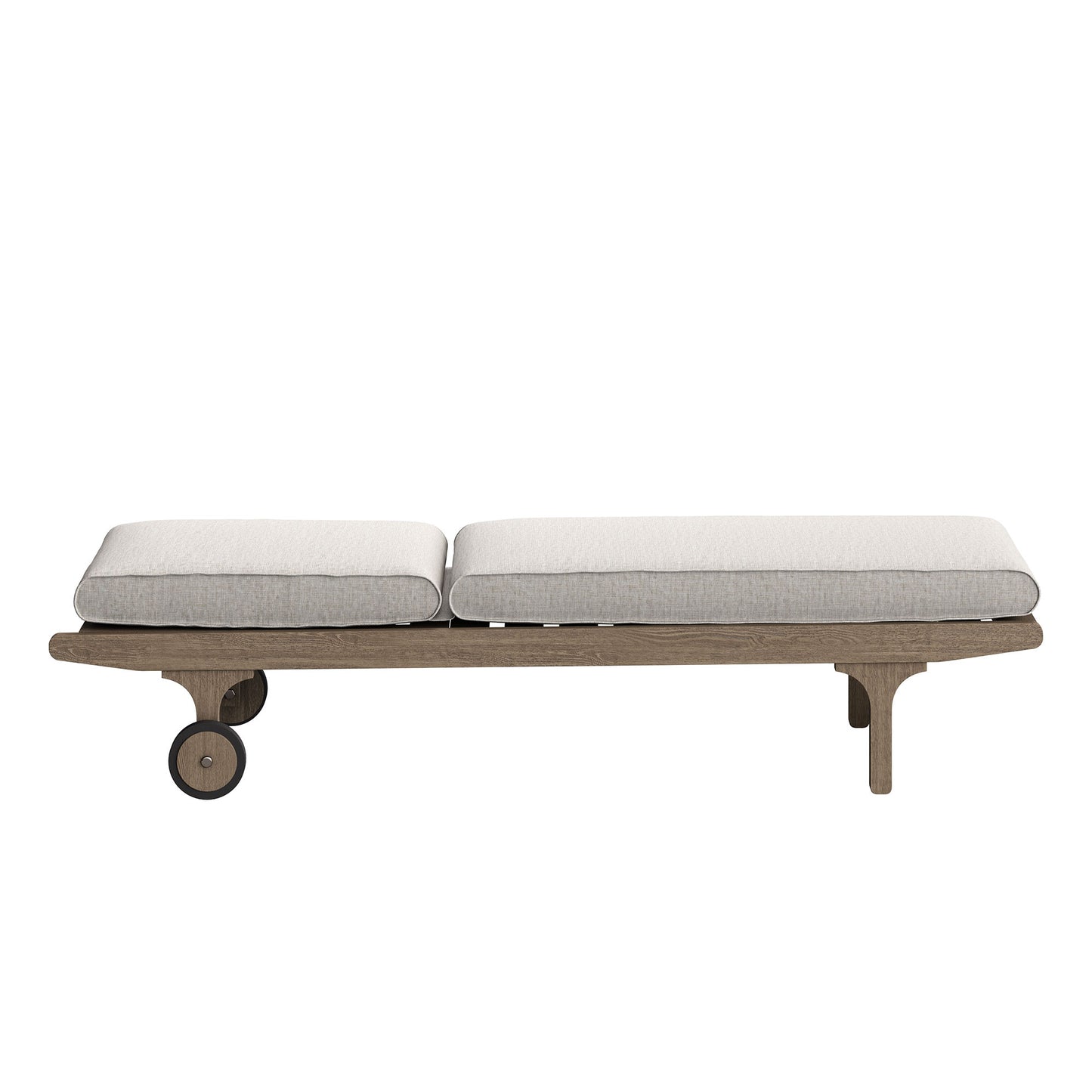Lark Outdoor Patio Teak Chaise Lounge Chair in Weathered Gray Pebble