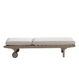 Lark Outdoor Patio Teak Chaise Lounge Chair in Weathered Gray Pebble