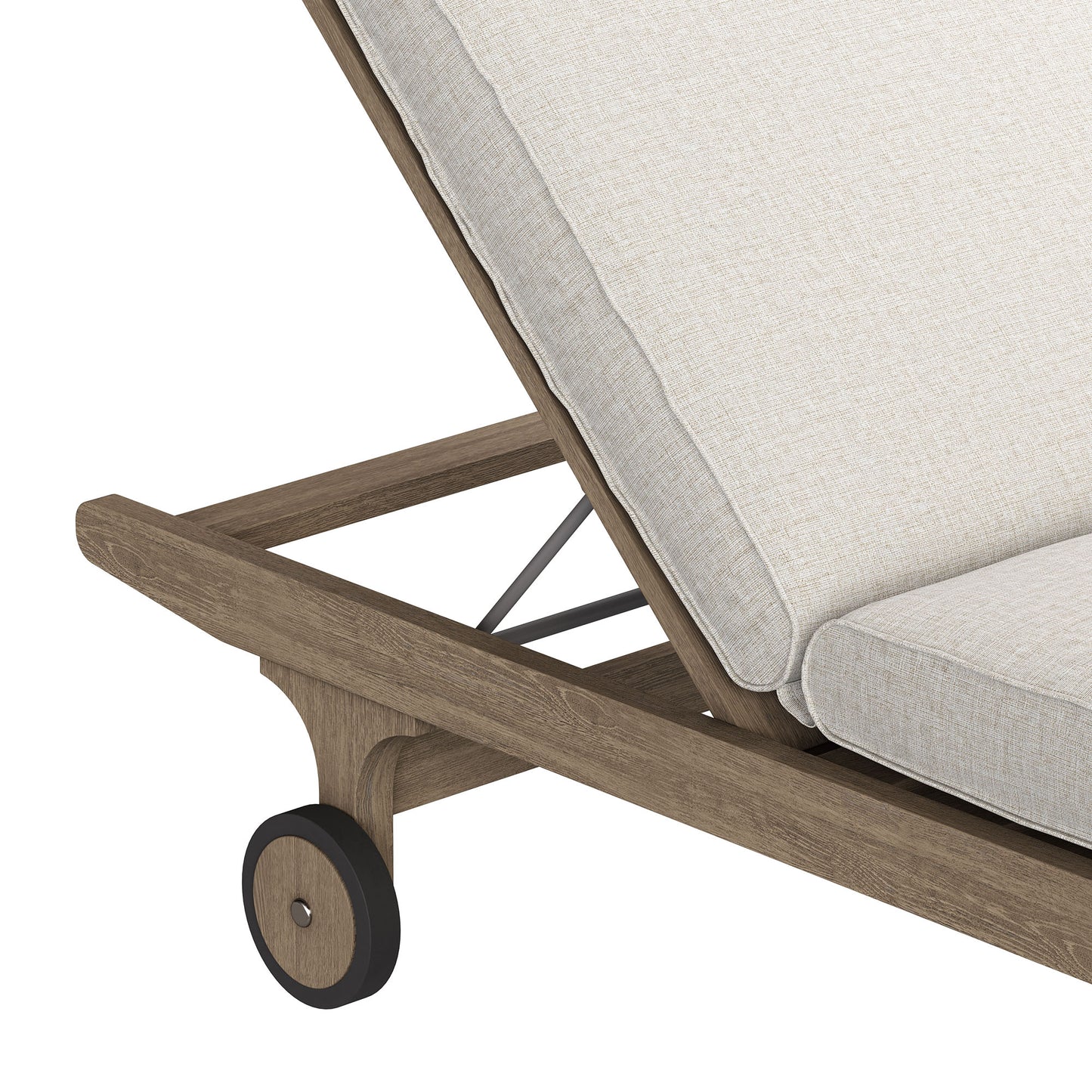 Lark Outdoor Patio Teak Chaise Lounge Chair in Weathered Gray Pebble