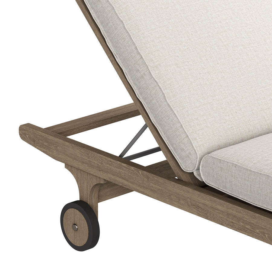 Lark Outdoor Patio Teak Chaise Lounge Chair in Weathered Gray Pebble