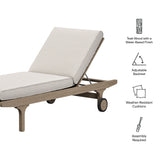Lark Outdoor Patio Teak Chaise Lounge Chair in Weathered Gray Pebble