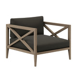 Roan 3-Piece Outdoor Patio Teak Wood Furniture Set with Armchair and Side Table in Weathered Gray Flint