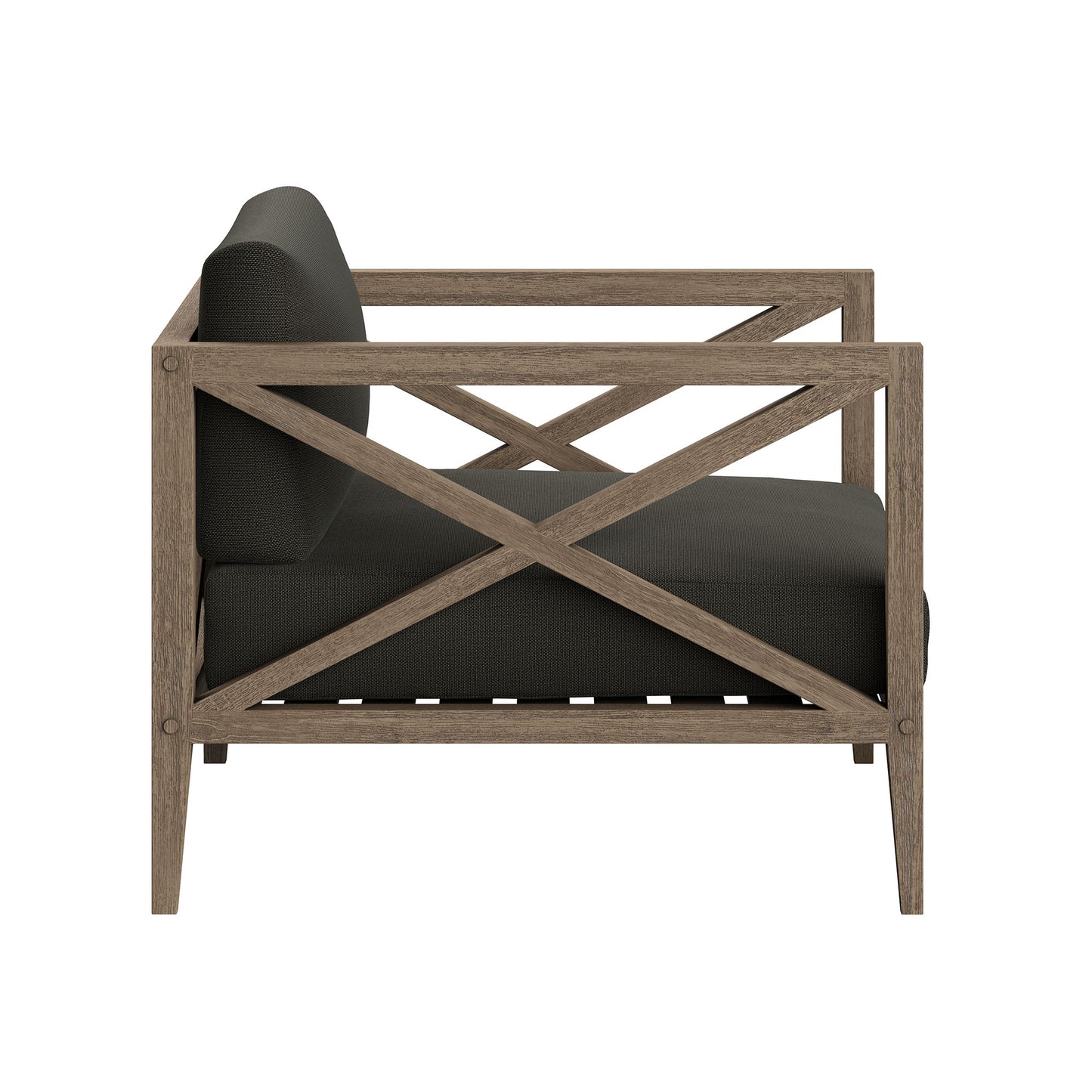 Roan Outdoor Patio Teak Armchair in Weathered Gray Flint