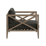 Roan Outdoor Patio Teak Armchair in Weathered Gray Flint
