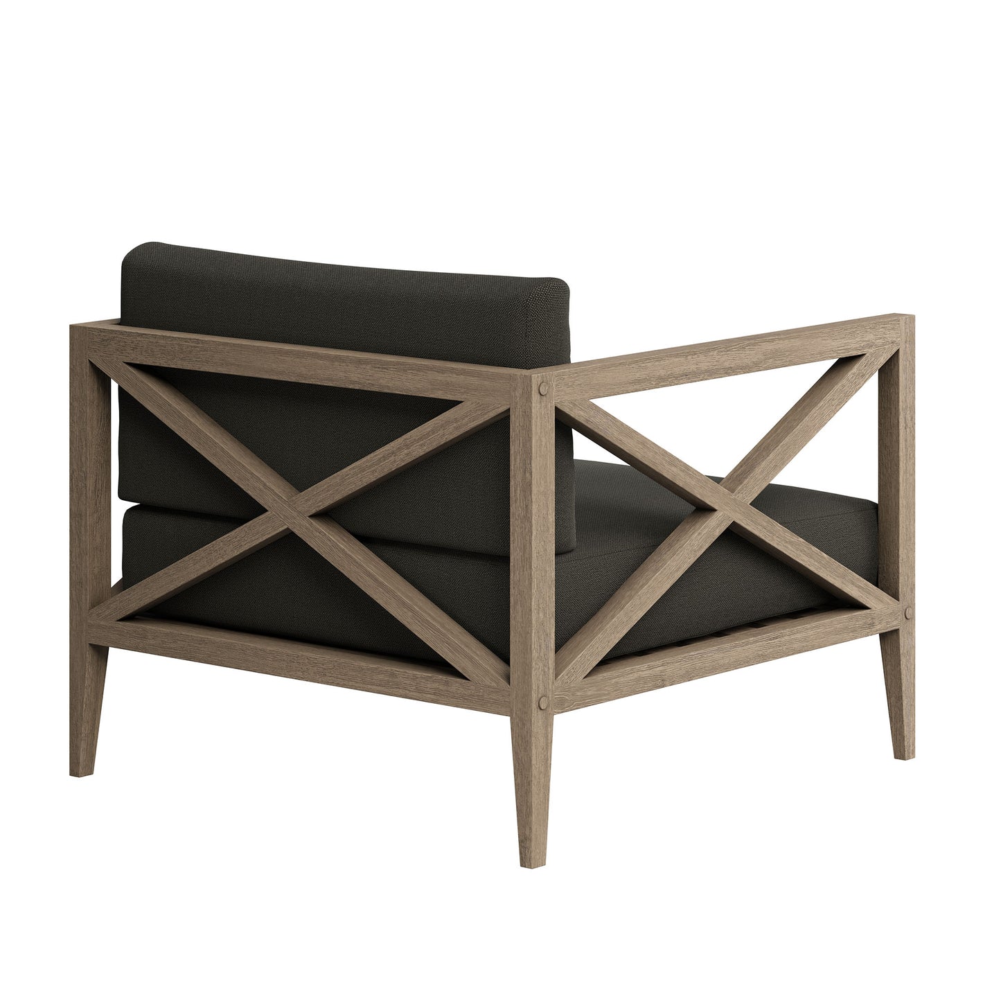 Roan Outdoor Patio Teak Armchair in Weathered Gray Flint