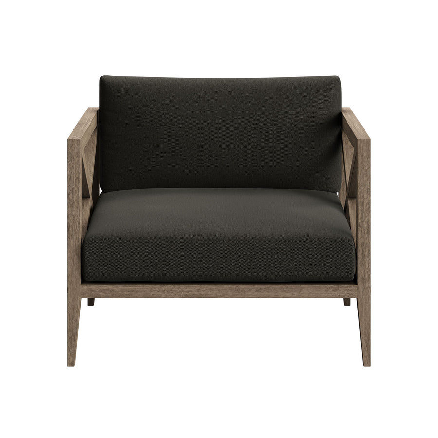 Roan Outdoor Patio Teak Armchair in Weathered Gray Flint