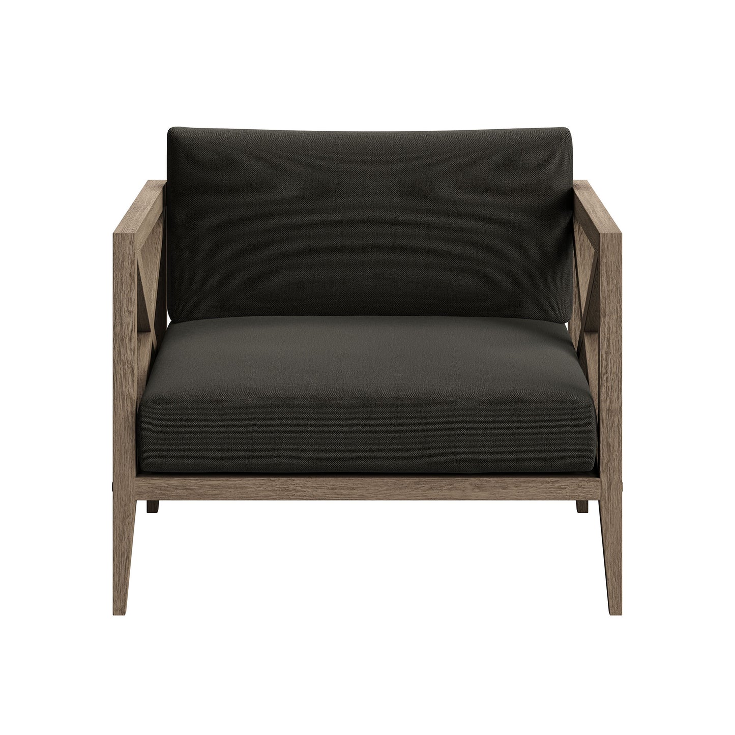 Roan 3-Piece Outdoor Patio Teak Wood Furniture Set with Armchair and Side Table in Weathered Gray Flint