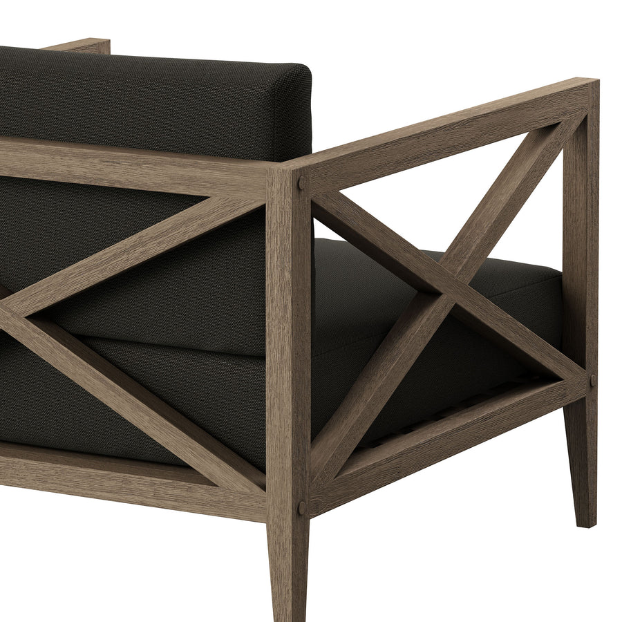Roan Outdoor Patio Teak Armchair in Weathered Gray Flint
